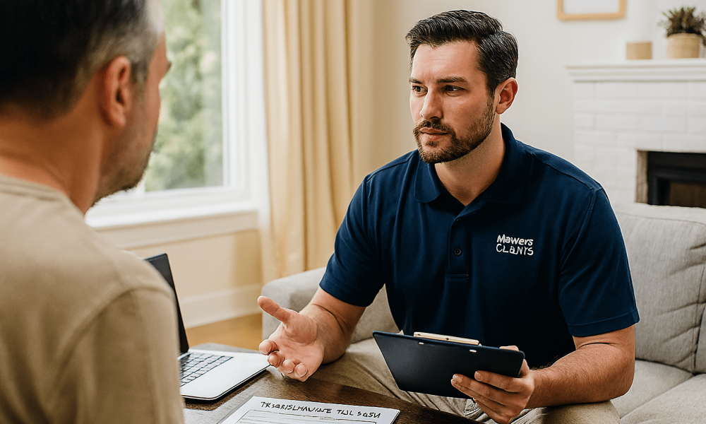 Castle Claims public adjuster consulting with Fort Lauderdale homeowner about storm damage